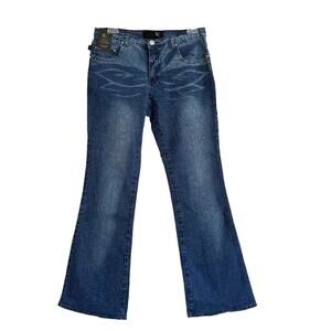 Just Cavalli Jeans Rare Floral Crinkle Distressing Tulip Hem Straight Leg 30
